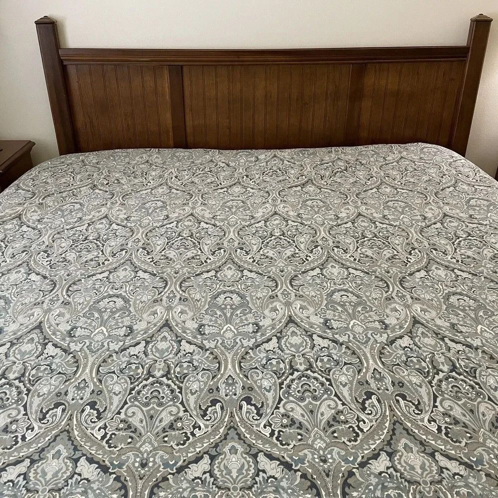 Pottery Barn McKenna Paisley King Size Duvet Blue Gray Organic Cotton Mackenna